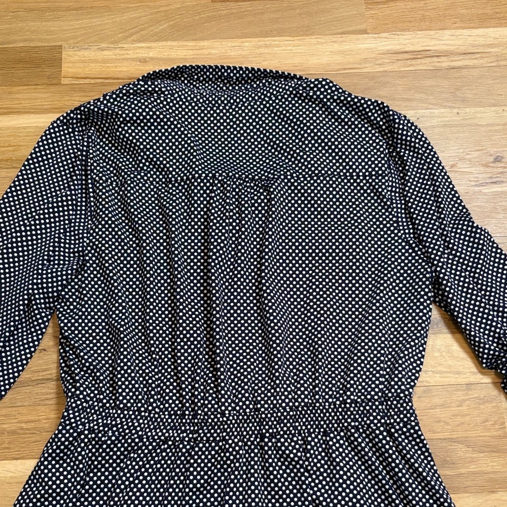 Indigo Rose Navy Polka Dot Midi Shirt Dress with Brown Belt Women’s L - Picture 15 of 16